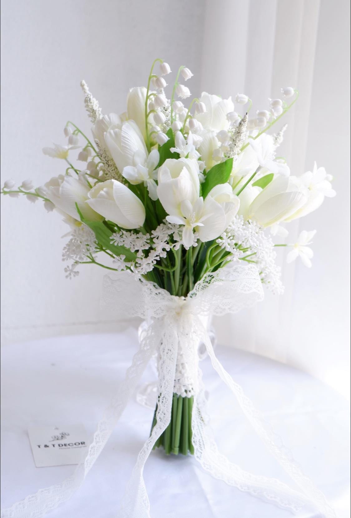 Lily White Tulip Bridal Bouquet