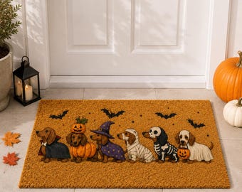 Halloween Dachshund Doormat, Halloween Dog Doormat, Spooky Dog Porch Decor, Fall Halloween Door Mat, Dog Lover Gift, Halloween Decor