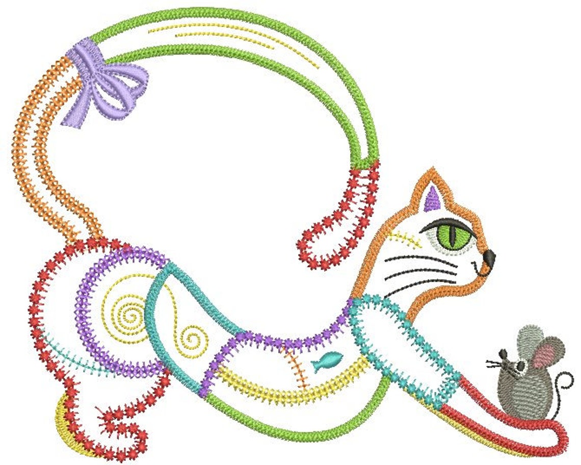 Aristocat Tom Cat Applique and Mouse | Single Machine Embroidery Design ...