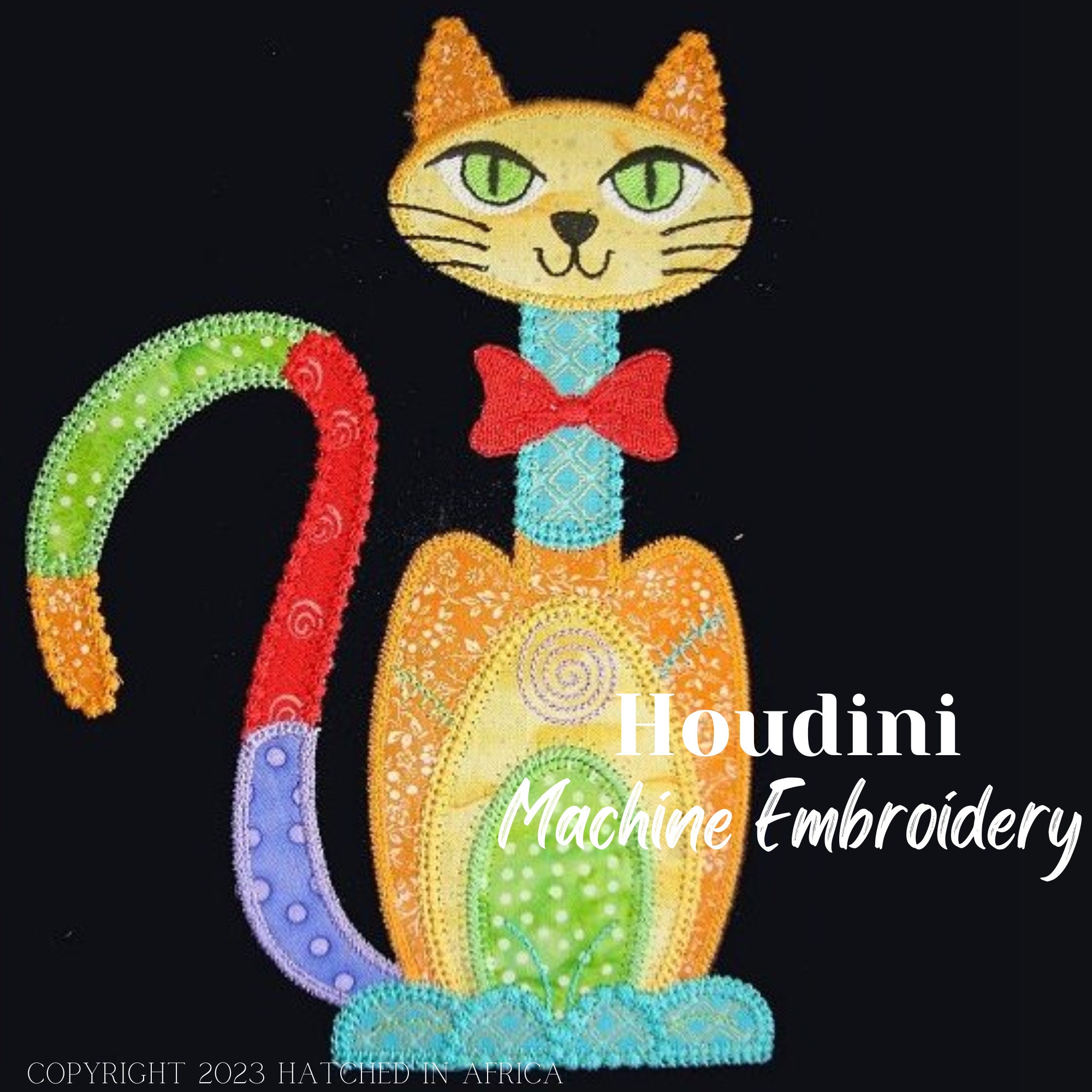 Aristocat Houdini Cat Applique | Single Machine Embroidery Design - Etsy