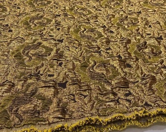 Gold Brocade Fabric by the Yard Black Olive Jacquard Evening Wear Couture Textile