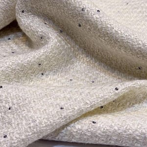 Ecru Glitter Tweed-tyg: Bomullsblandning för jackor och klänningar