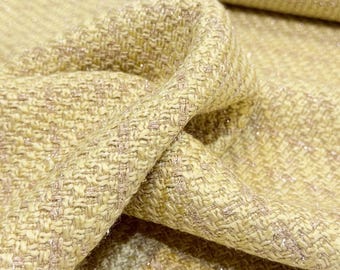Gold Tweed Fabric, Wool Cotton Blend (Metallic, 150cm Wide)