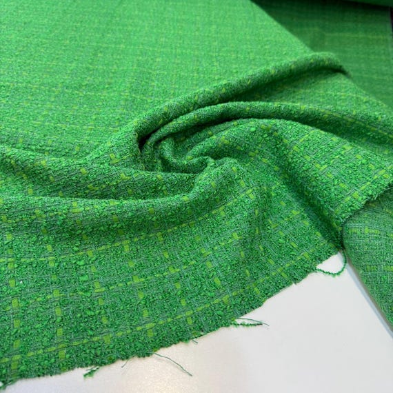 Green Tweed, Woven Cotton Wool Blend | 150Cm Width | Outerwear Material - Winter Jackets