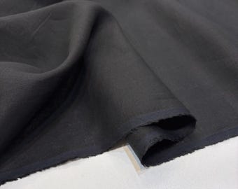 Black Linen Fabric by Yard: 100% Pure, Washed Natural Look