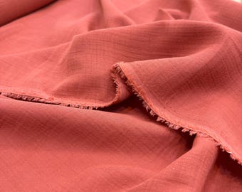 Terracotta Double Gauze Muslin Fabric, 100% Cotton, for Dresses, Robes, Shirts, Blouses & Loungewear