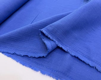 Blue Double Gauze Cotton Fabric, 100% Cotton Muslin, 150cm Wide Fabric for Dresses, Shirts, Robes & Loungewear