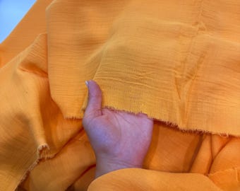 Double Gauze Muslin Fabric, 100% Cotton, Melon Orange Fabric for Dresses, Shirts, Robes & Loungewear