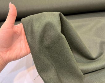 Olive Green Wool Blend Flannel Fabric (Soft, Warm, 150 cm Wide)