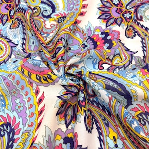 Italian Design Colorfull Abstarct Linen Fabric: Multicolor Ornamental Print (By the Yard)