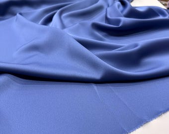 Indigo Italian Crepe Fabric - Double Face Matte and Satin Finish