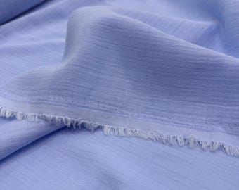 Baby Blue Double Gauze Muslin Fabric, 100% Cotton, for Dresses, Robes, Shirts, Blouses & Loungewear