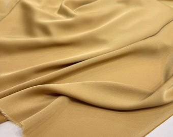 Gold Fabric, Italian Crepe - Double Face, Matte Shiny, Formal Dress Material, By The Yard