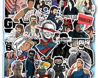 The Boys Inspired Stickers Sheet– Superhero Waterproof Vinyl Decals 40 designs (4 Sheets)