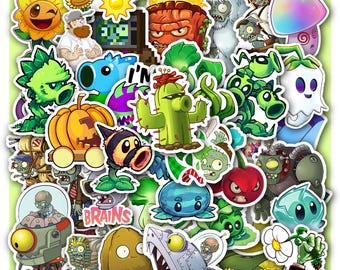 Plants Stickers Sheet Zombi – PvZ Vinyl Waterproof Decals 40 designs (4 Sheets)