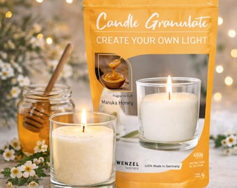 Manuka Honey Candle Granules 400g – Honey Scented Candle, Sweet Warm Scent, DIY Candle Granules, Relaxing Room Fragrance