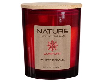 Scented candle in a glass jar Winter Dreams – warm aroma candle for a cozy wellness & winter atmosphere