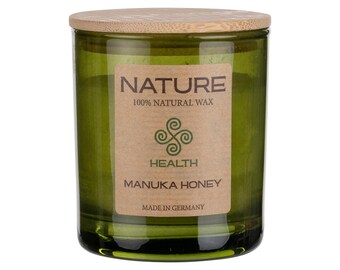 Manuka Honey scented candle in a glass jar – a sweet scented candle for wellness and a relaxed atmosphere at home