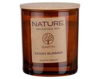 Indian Summer scented candle in a glass – warm wellness aroma candle for a cozy atmosphere at home