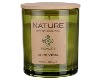 Aloe Vera scented candle in a glass jar – wellness aroma candle for home, sauna & bathroom with a fresh scent