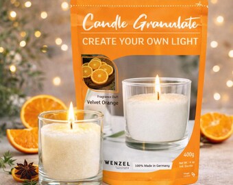 Velvet Orange Candle Granules 400g – Orange scented candle, fruity warm fragrance, DIY candle granules, modern room fragrance
