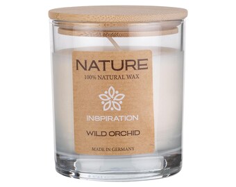 Scented candle in a glass jar, Wild Orchid – floral wellness candle for a stylish atmosphere at home