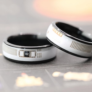 Recycled Platine Ring, Tech Style Schmuck, Geschenk für Programmierer Freund