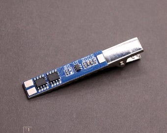 Cyberpunk Circuit Board Hair Clip, Geek Chic Metal Duckbill Clip, Unique Nerd Gift for Programmer, Engineer, Sci-Fi Fan
