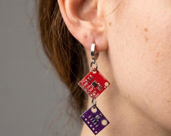 Sustainable Circuit Board Earrings, Upcycled E Waste Earrings, Gift for Environmentalist