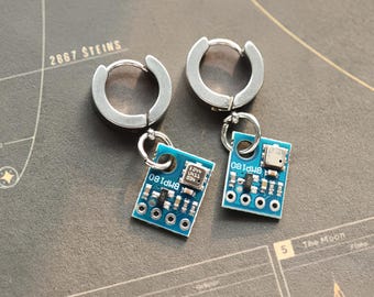 Circuit Board Earrings & Ear Clips, Vintage Tech Jewelry, Geek Gift