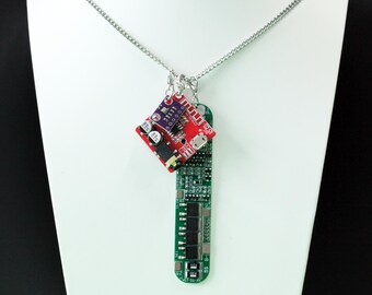 Recycled Circuit Board Necklace, Steampunk PCB Jewelry, Gift for Him, Dad, Engineer