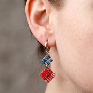 Circuit Board Earrings, Cyberpunk Tech Jewelry, Unique Gift for Gamer