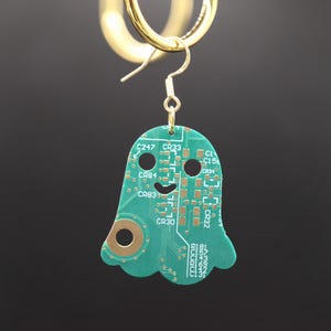 Recycled Circuit Board Ghost Earrings, Vintage Tech Jewelry, Gift for Programmers & Engineers