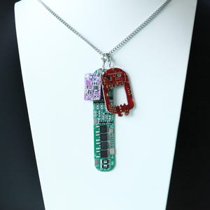 Recycled Circuit Board Necklace, Geek Tech Jewelry, Programmer Gift for Him