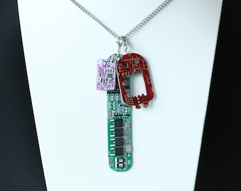 Recycled Circuit Board Necklace, Geek Tech Jewelry, Programmer Gift for Him