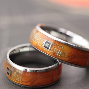Recycled Circuit Board Ring, Geeky Tech Wedding Band, Gift for Geek
