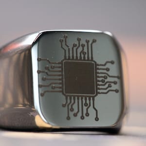 Personlig kretskortsring, tekniknörd-datorchipsmycken, rostfritt stål, present till nörd
