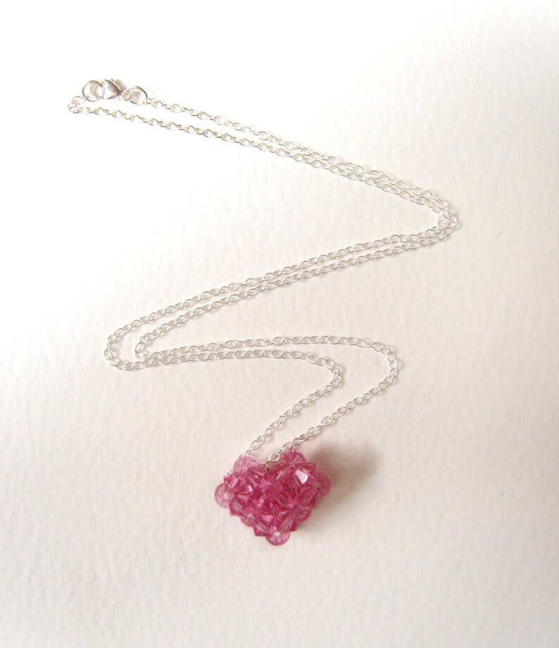 Pink Heart Necklace Swarovski Crystal Heart Pendant Necklace Etsy