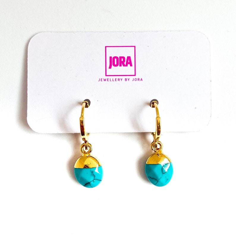 Turquoise Earrings, December Birthstone Earrings, Dangly Earrings, Genuine Turquoise Jewelry U.K. image 2