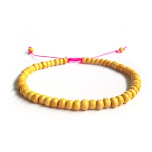 Wooden Bead Anklet, Hot Pink Anklet, Wood Beaded Ankle Bracelet, Beach Jewellery UK image 1