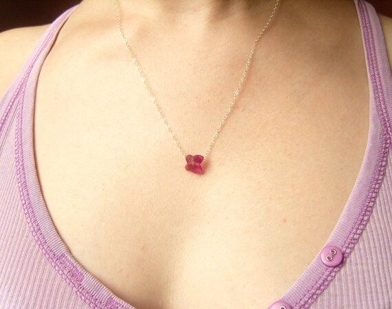 Pink Butterfly Necklace Swarovski Crystal Necklace Simple - Etsy