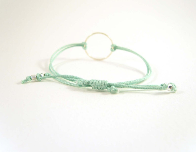 Mint Green Eternity Bracelet, Friendship Bracelet, Mint Bracelet, Adjustable Cord Bracelet, UK Seller image 5