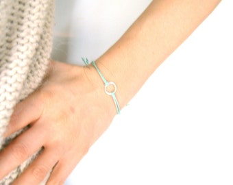 Mint Green Eternity Bracelet: Adjustable Cord Bracelet, Mint String Bracelet, Friendship Bracelet UK