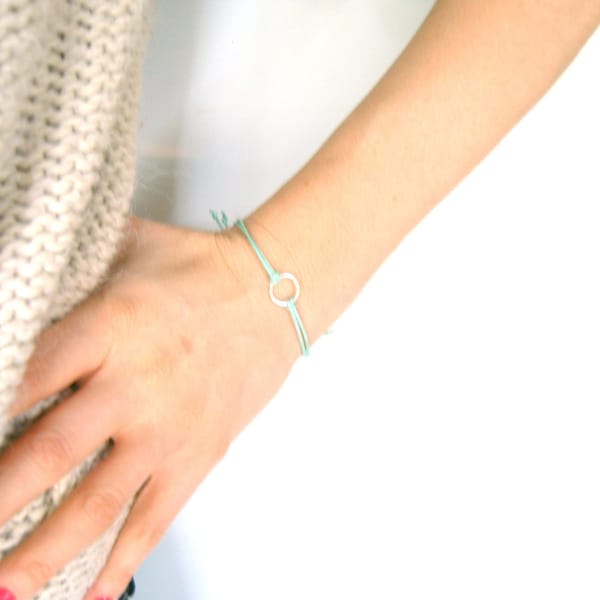Mint Green Eternity Bracelet: Adjustable Cord Bracelet, Mint String Bracelet, Friendship Bracelet UK