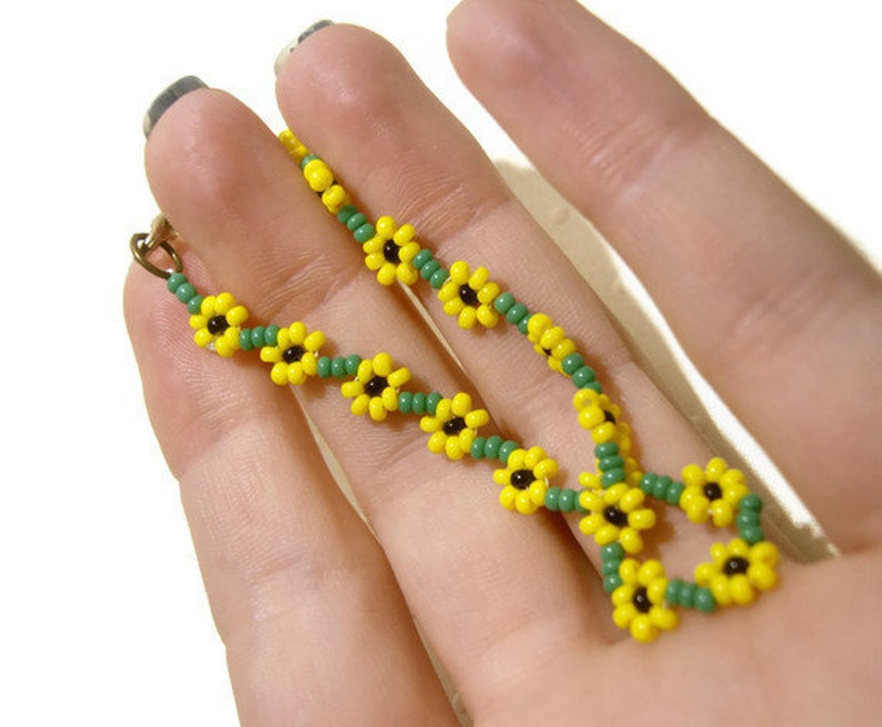Beaded Sunflower Bracelet Seed Bead Bracelet Yellow Summer - Etsy