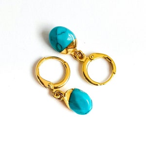 Turquoise Earrings, December Birthstone Earrings, Dangly Earrings, Genuine Turquoise Jewelry U.K. image 8