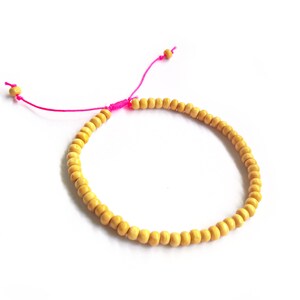 Wooden Bead Anklet, Hot Pink Anklet, Wood Beaded Ankle Bracelet, Beach Jewellery UK image 4