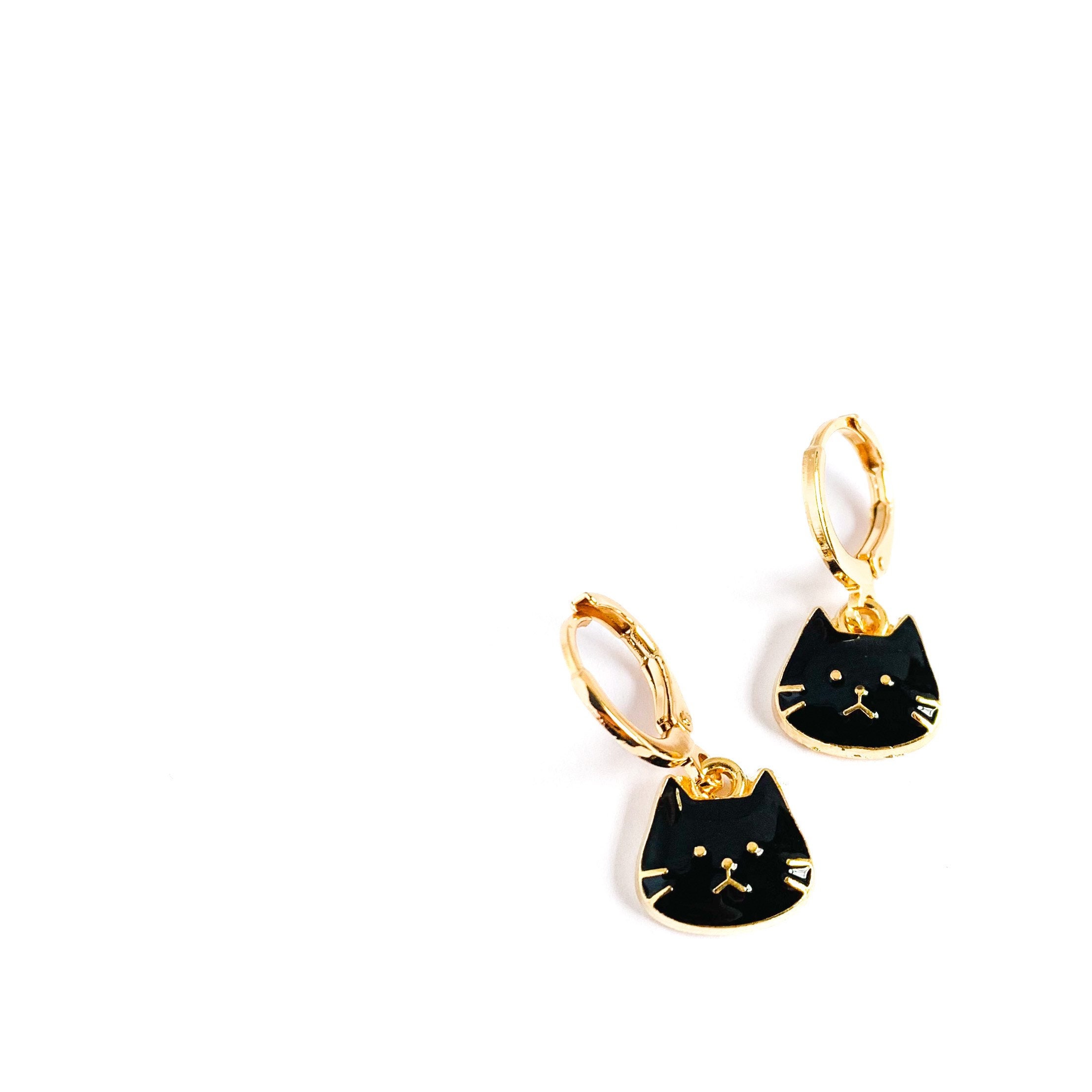Cat Face Earrings Etsy UK