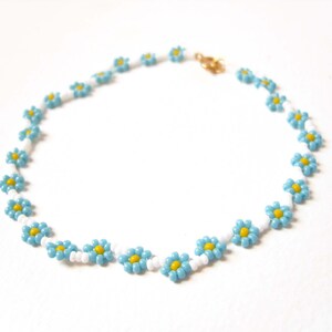 Daisy Chain Anklet, Forget Me Not Ankle Bracelet, Blue Flower Anklet, Floral Jewelry UK image 4