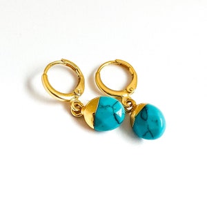 Turquoise Earrings, December Birthstone Earrings, Dangly Earrings, Genuine Turquoise Jewelry U.K. image 5